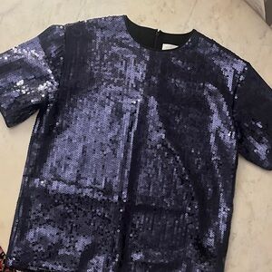 Victoria Beckham Kids Sequin Tee - Dark Blue